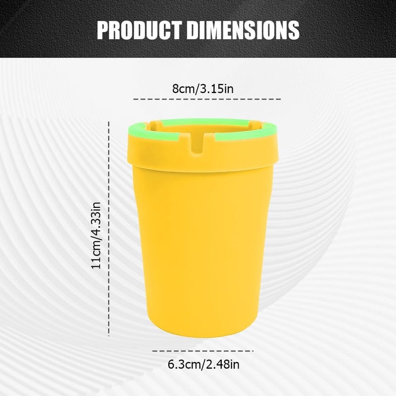 Lyxheth Glow in The Dark Ashtray, Car Ashtray, Cigarette Self-Extinguishing Car Cup Holder Ashtrays with Lid, Universal Portable Mini Vehicle Cigarette Trash Can Auto Accessories for Cars (Yellow) - Image 2